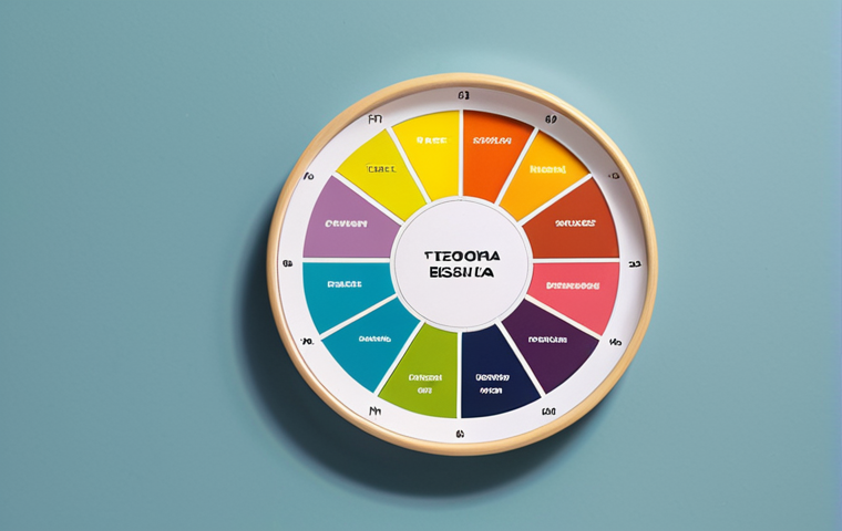 **
`Vibrant color wheel displaying primary, secondary, and tertiary colors with harmonious color palettes (complementary, analogous, triadic) examples. Overlay text: "Teoria das Cores Desmistificada". Style: Clean, modern design graphic, pastel color accents.`
**