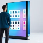 디자인 초보자를 위한 색상 대비 활용 - A diverse male designer in his 30s, dressed in smart-casual attire, is standing and interacting with...