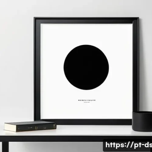 디자인에서 네거티브 스페이스 활용법 - A minimalist graphic design poster showcasing the power of negative space: feature a clean white bac...