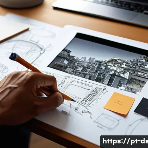 Home 33 애니메이션 디자인에서 스토리보드 작성법 - A detailed storyboard artist's workspace featuring a mixed setup of traditional and digital tools: a...