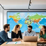 Home 19 최고의 인포그래픽 디자인 도구 - A modern, bright co-working space with diverse designers and data analysts collaborating on large to...